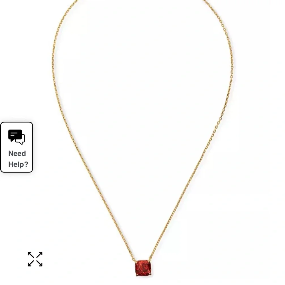 kate spade Gold Chain Necklace with Red Square Pendant